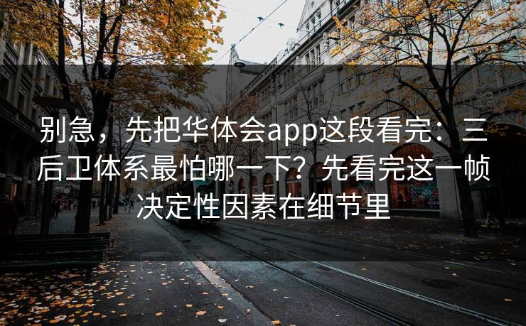 别急,先把华体会app这段看完:三后卫体系最怕哪一下?先看完这一帧决定性因素在细节里