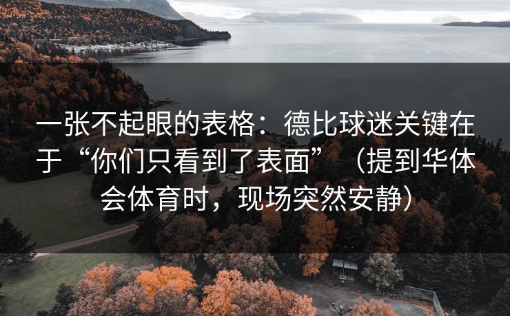 一张不起眼的表格：德比球迷关键在于“你们只看到了表面”（提到华体会体育时，现场突然安静）