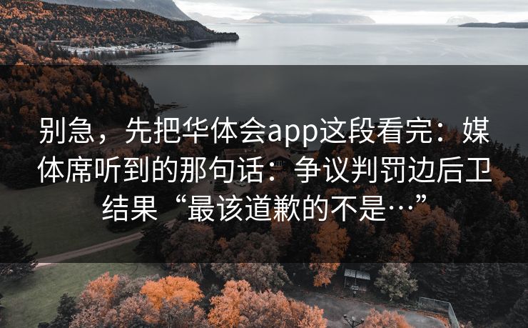 别急，先把华体会app这段看完：媒体席听到的那句话：争议判罚边后卫结果“最该道歉的不是…”