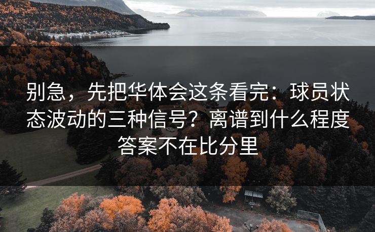 别急，先把华体会这条看完：球员状态波动的三种信号？离谱到什么程度答案不在比分里
